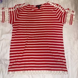 JCREW red and white striped top